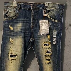 40x33 Smugglers Moon NWT Distressed Denim Blue Jean Men Handcrafted Streetwear
